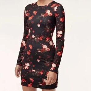 WILFRED ARITZIA Fleure Long Sleeve Mini Dress Floral Bodycon Cottagecore Sm NWT